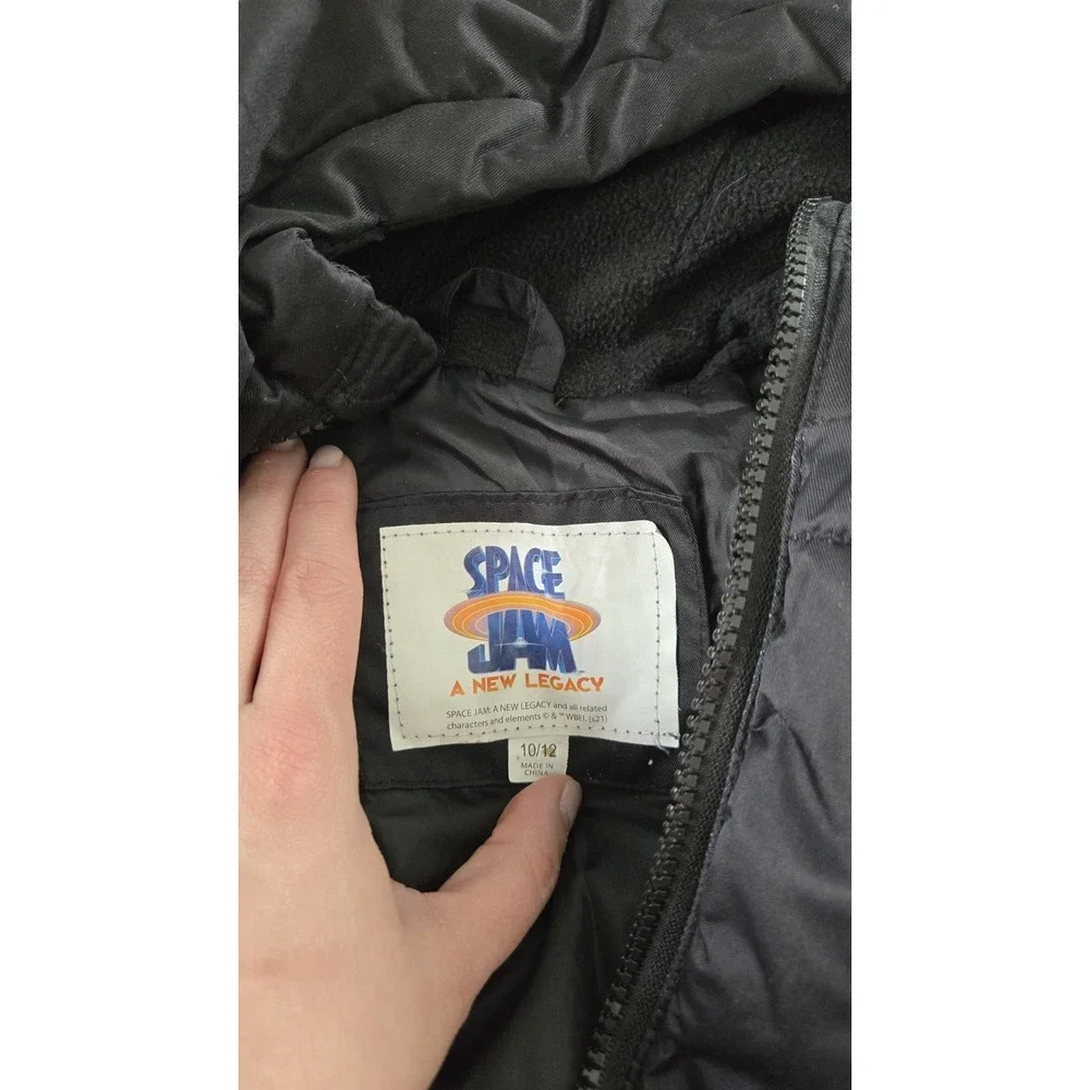 Space Jam Tune Squad Kids Puffer Jacket Hooded Looney Tunes Full Zip Size 10 12 - Picture 3 of 10